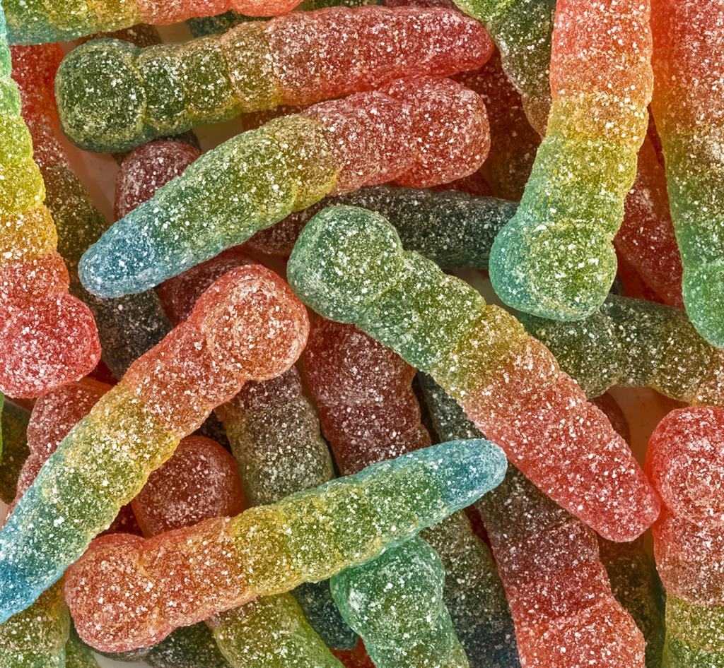 Haribo - Vers arc-en-ciel acidulés (+-100Gr)